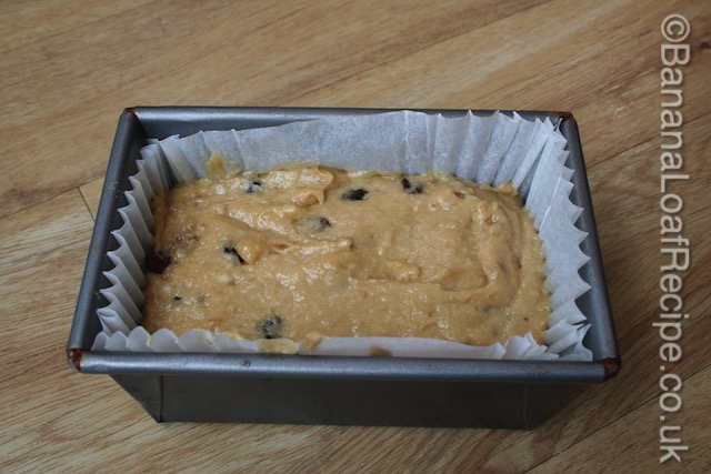 Gluten-free banana bread ready for the oven