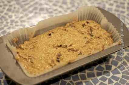 cake mixture in loaf tin ready to bake